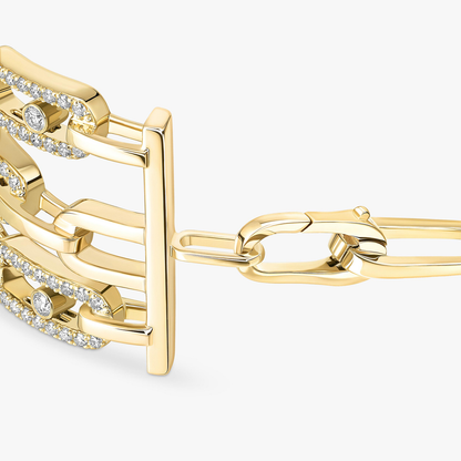 Manchette 3 rangs Move Link Bracelet Diamant Or Jaune