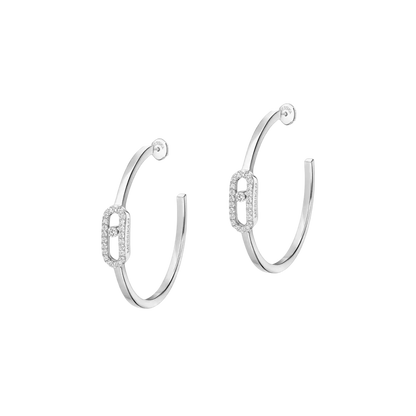 Move Uno Small Hoop Earrings White Gold Diamond Earrings