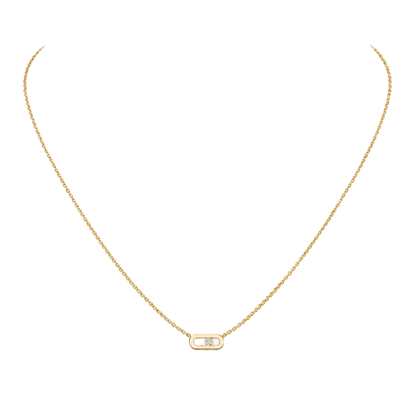 Move Uno necklace, mini model Move Uno necklace in 18-karat yellow gold, motif set with a moving brilliant-cut diamond in the center.