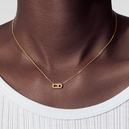 Move Uno necklace, mini model Move Uno necklace in 18-karat yellow gold, motif set with a moving brilliant-cut diamond in the center.