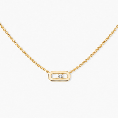 Move Uno necklace, mini model Move Uno necklace in 18-karat yellow gold, motif set with a moving brilliant-cut diamond in the center.