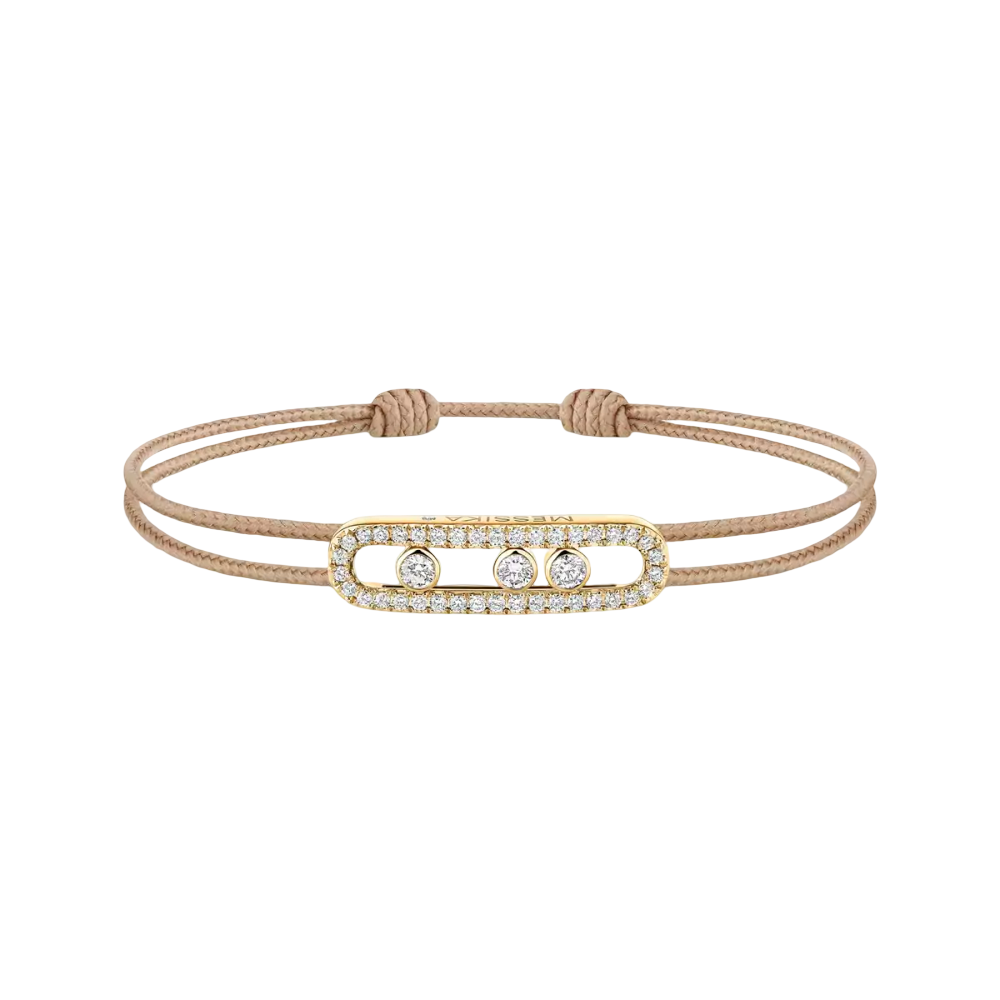 Messika CARE(S) Beige Pavé Cord Bracelet Yellow Gold Diamond Bracelet