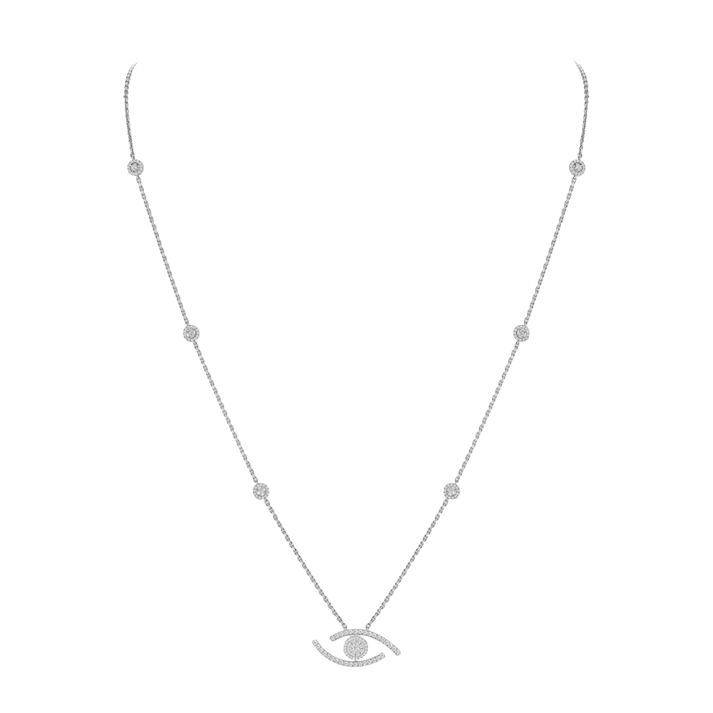 Sautoir Lucky Eye Pavé Collier Diamant Or Blanc