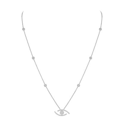 Sautoir Lucky Eye Pavé Collier Diamant Or Blanc