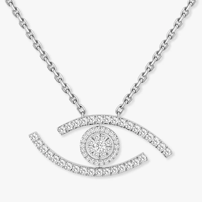 Sautoir Lucky Eye Pavé Collier Diamant Or Blanc