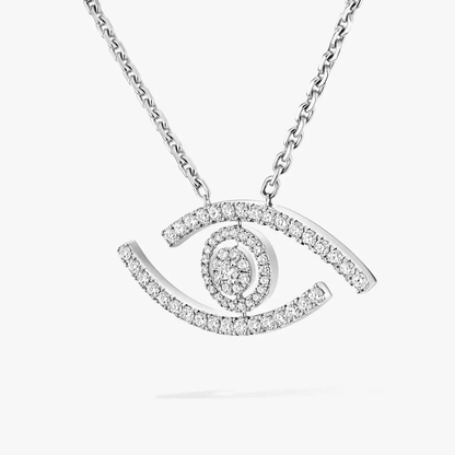 Sautoir Lucky Eye Pavé Collier Diamant Or Blanc