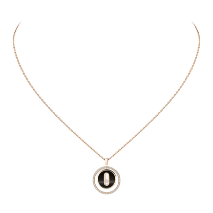Lucky Move SM Onyx Necklace Pink Gold Diamond Necklace