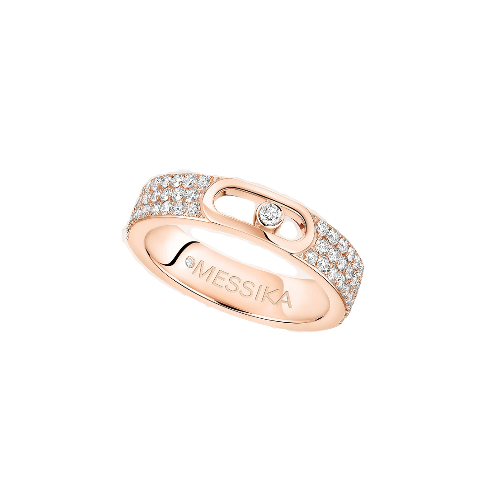 Pink Gold Diamond Ring Move Joaillerie Pavé Wedding Ring