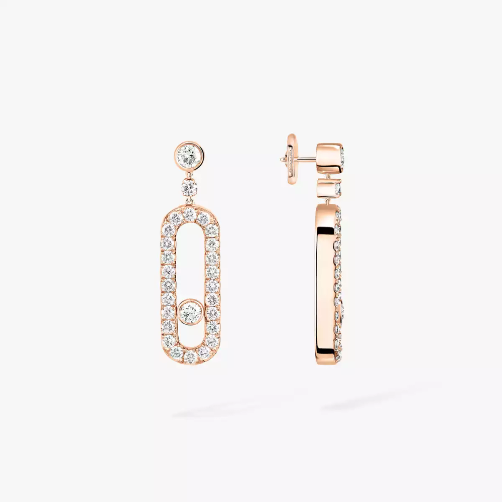 Boucles d'oreilles dormeuses Move Uno Boucles d'oreilles Diamant Or Rose