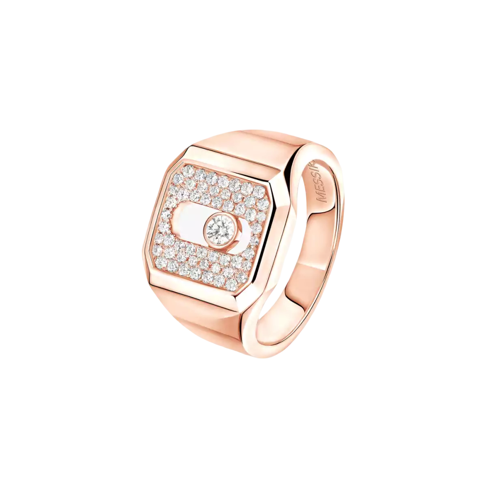 Move Joaillerie Pavé Signet Ring Pink Gold Diamond Ring