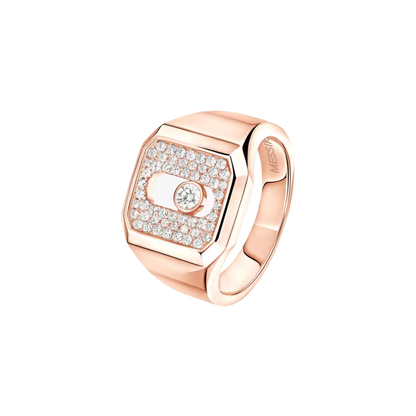 Move Joaillerie Pavé Signet Ring Pink Gold Diamond Ring