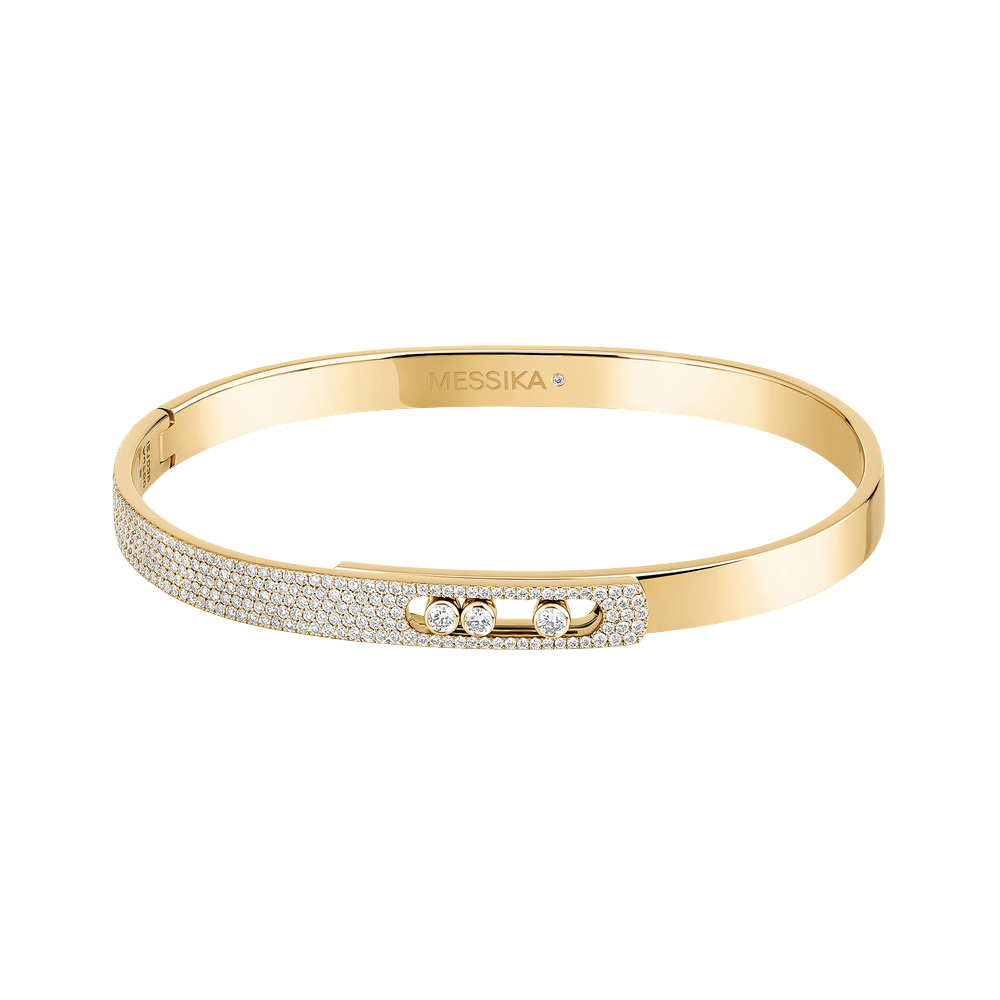 Mit Diamanten ausgefasste Move Noa Armspange KM Armband Diamant Gelbgold