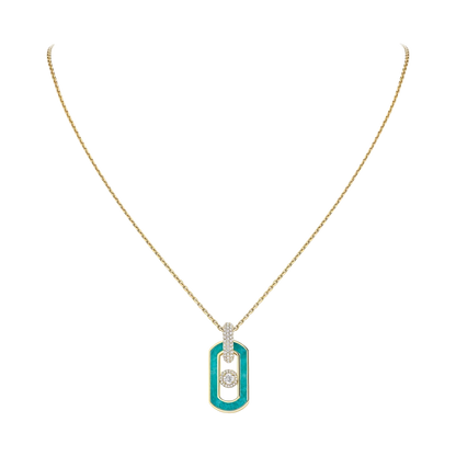 So Move amazonite necklace So Move necklace in 18-karat yellow gold and amazonite, pendant ring features pavé diamonds and a motif set with a brilliant-cut moving diamond, elevated by a diamond entourage. Adjustable thanks to its sliding clasp.