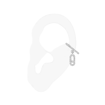 Mono clip pampille pavé Move Uno Boucles d'oreilles Diamant Or Blanc