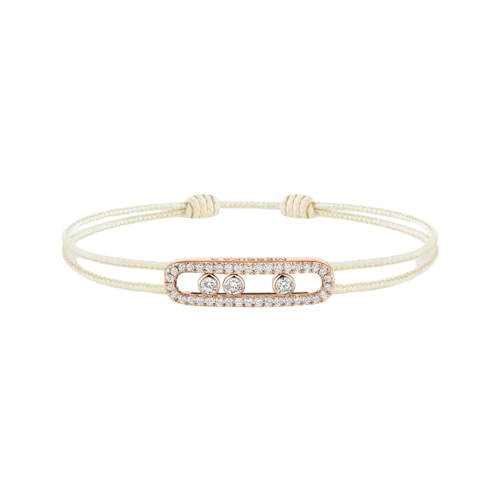 Messika Care(s) Armband Schnur Creme mit Diamanten ausgefasst