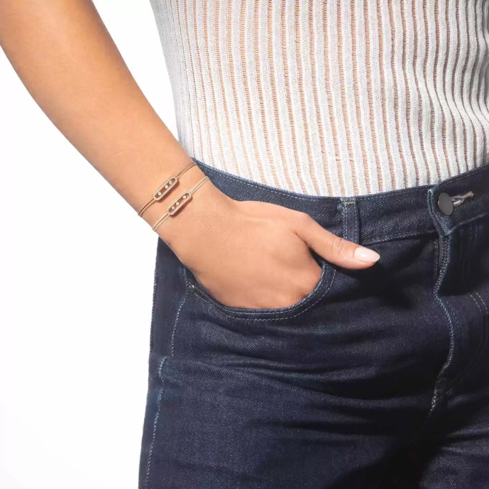 Bracelet cordon crème pavé Messika Care(s)