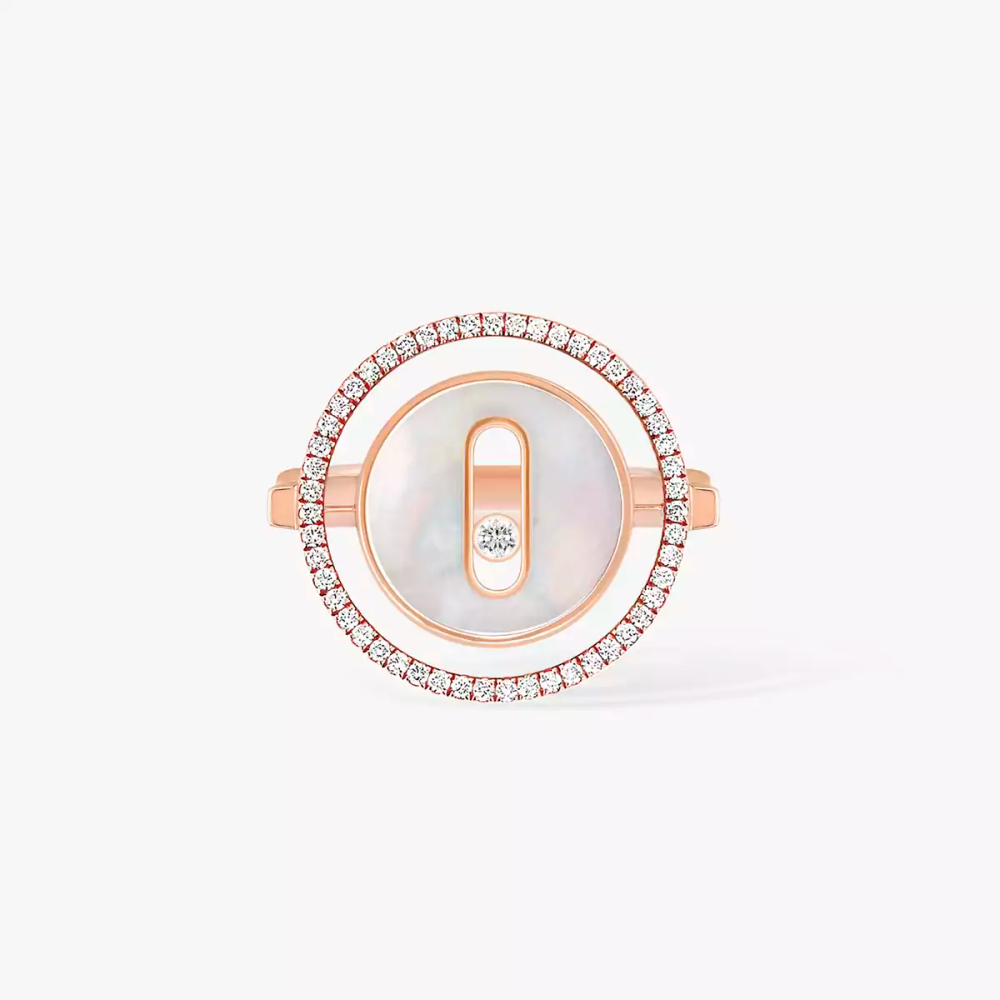 Lucky Move SM White Mother-of-Pearl Pink Gold Diamond Ring