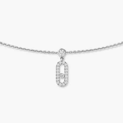 Move Uno Pavé Drop Pendant Choker White Gold Diamond Necklace