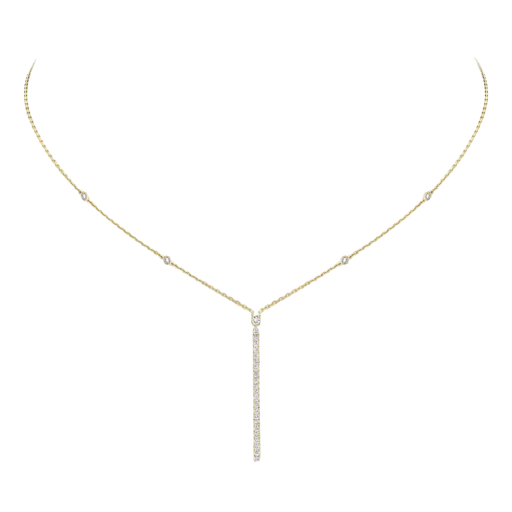 Collier barrette verticale Gatsby Kette Diamant Gelbgold