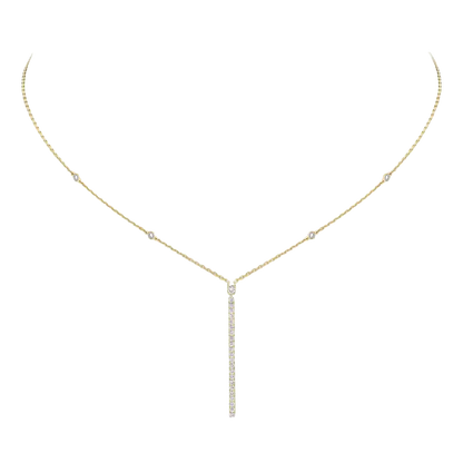 Collier barrette verticale Gatsby Kette Diamant Gelbgold