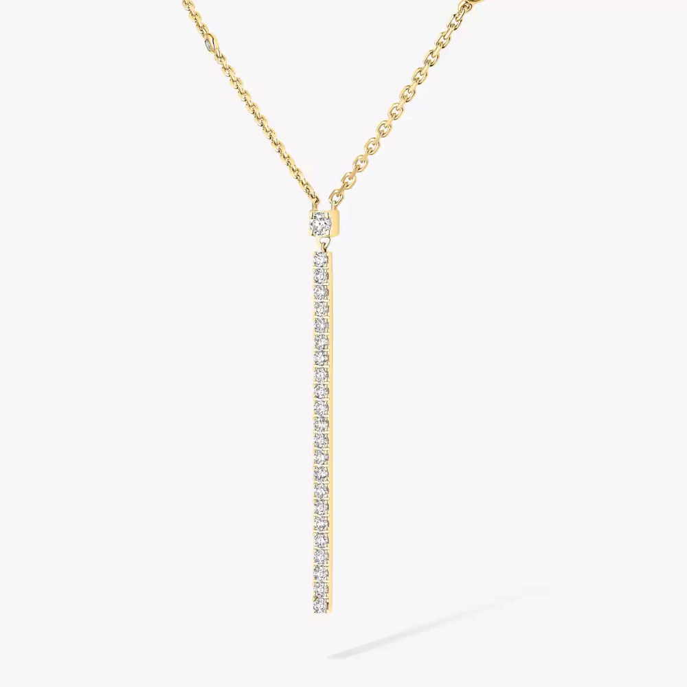 Collier barrette verticale Gatsby Kette Diamant Gelbgold