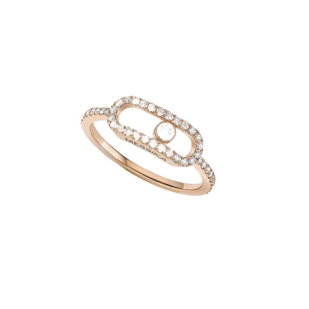 Pink Gold Diamond Ring Move Uno Pavé LM