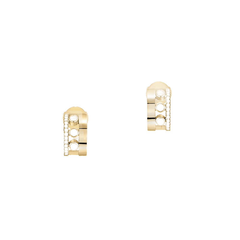 Yellow Gold Diamond Earrings Move Romane Mini Hoops