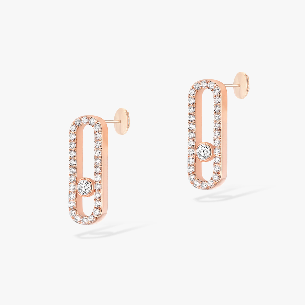 Pink Gold Diamond Earrings Move Uno Diamond Pavé Earrings