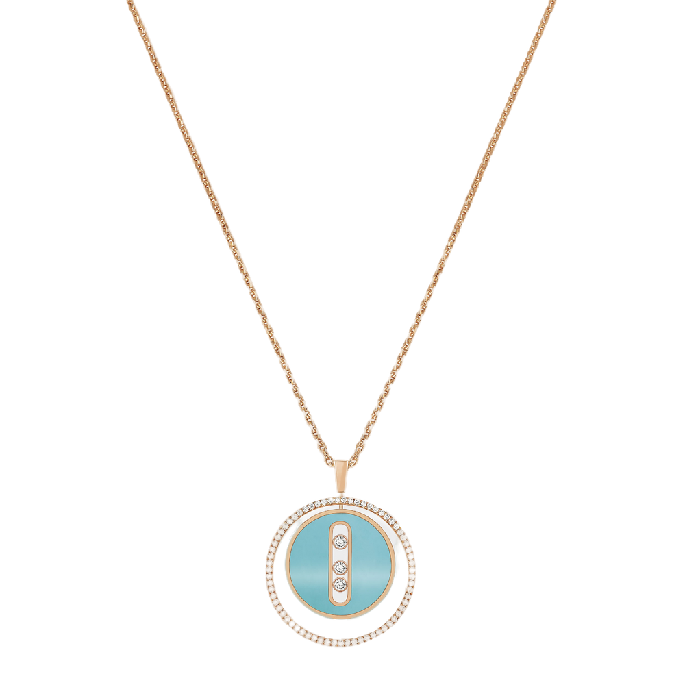 Pink Gold Diamond Necklace Turquoise Lucky Move MM