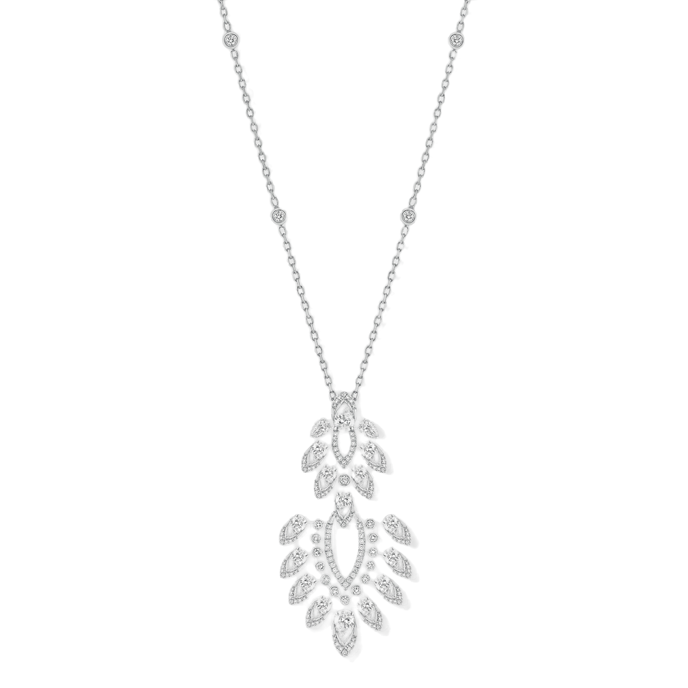 White Gold Diamond Necklace Desert Bloom Long Necklace