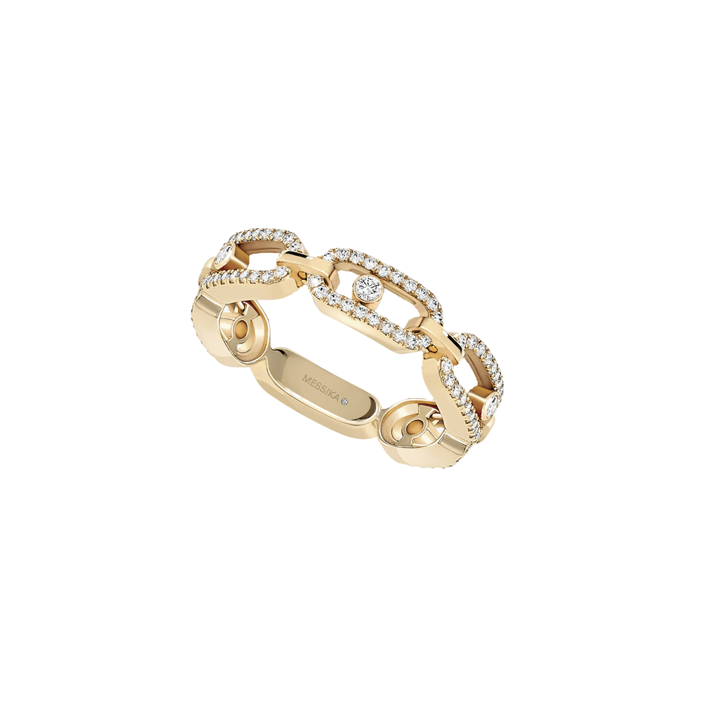 Yellow Gold Diamond Ring Move Link Multi Pavé