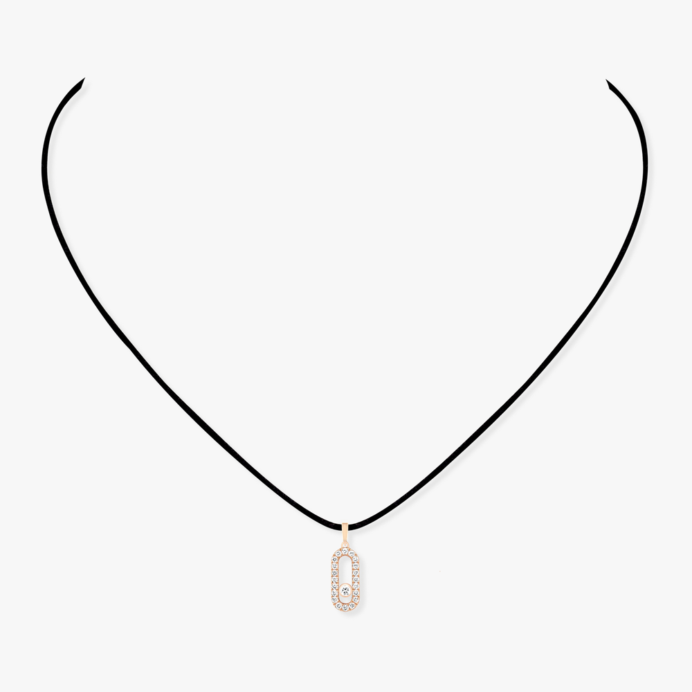 Pink Gold Diamond Necklace Messika CARE(S) Pavé Necklace