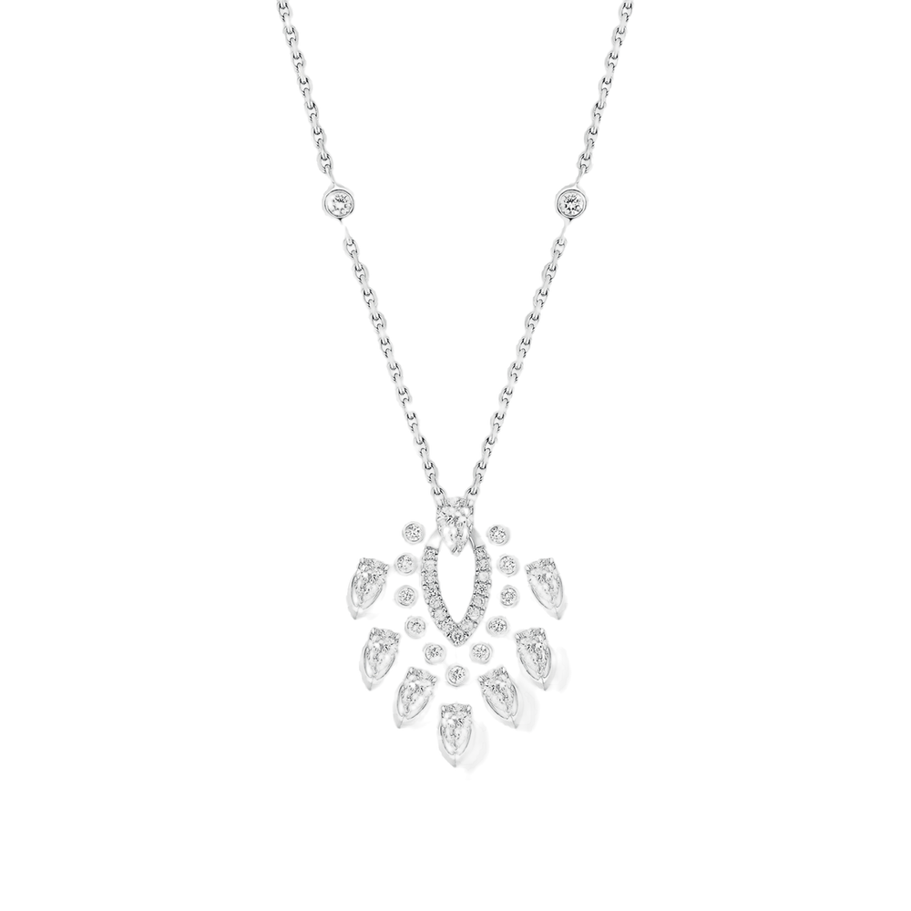 White Gold Diamond Necklace Pendant Desert Bloom