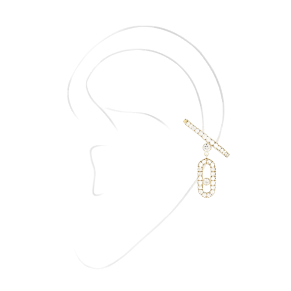 Yellow Gold Diamond Earrings Move Uno Single Clip Pavé Drop Pendant